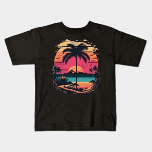 Retro Miami Beach Vibes: Photorealistic Masterpiece Design Kids T-Shirt